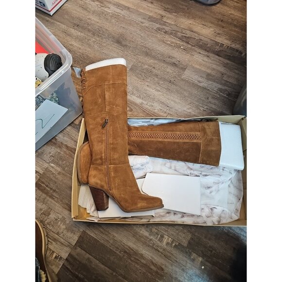 Jessica Simpson Shoes - Jessica Simpson Suede Knee High Boots Canela Lace Back Side Zip Size 8 1/2 New